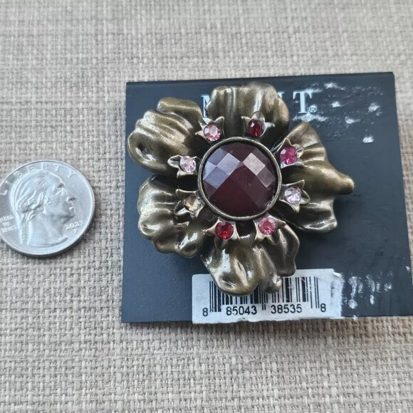 Mixit Women Ring Marroon Faux Stone Bronze Tone Fashion Jewelry Stretchable - Picture 10 of 12